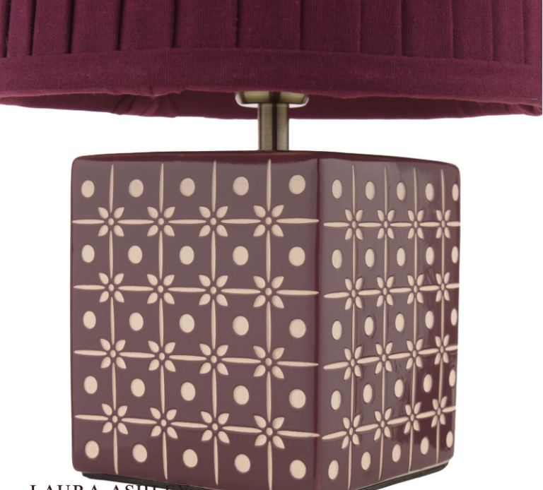 Claudina Table Lamp Purple Ceramic and Antique Brass With Shade