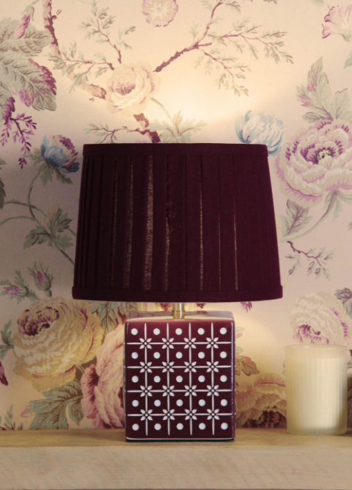Claudina Table Lamp Purple Ceramic and Antique Brass With Shade
