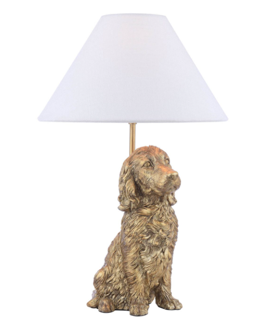 Cocker Spaniel Table Lamp Antique Gold With Shade