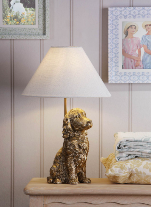 Cocker Spaniel Table Lamp Antique Gold With Shade