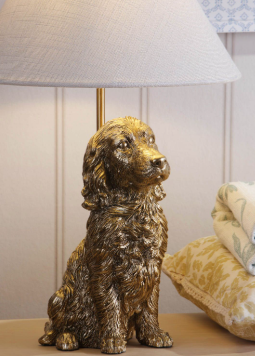 Cocker Spaniel Table Lamp Antique Gold With Shade