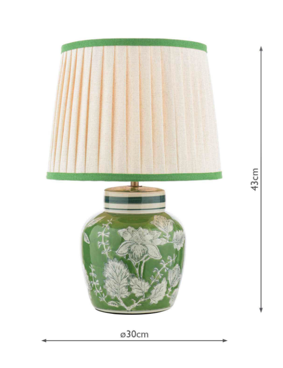 Colwich Table Lamp Green Ceramic and Antique Brass With Shade