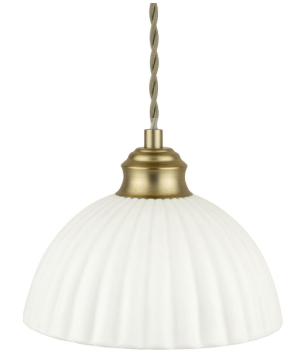 Durford 3 Light Bar Pendant Matt Antique Brass and White Ceramic