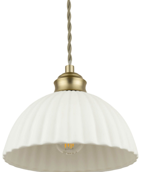Durford 3 Light Bar Pendant Matt Antique Brass and White Ceramic