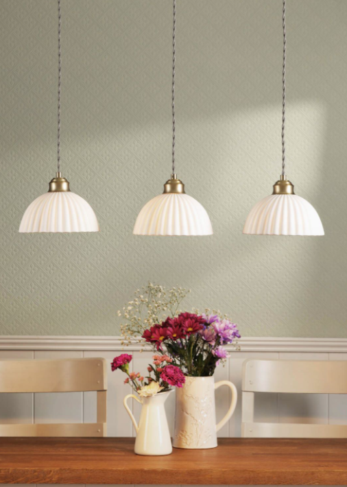 Durford 3 Light Bar Pendant Matt Antique Brass and White Ceramic