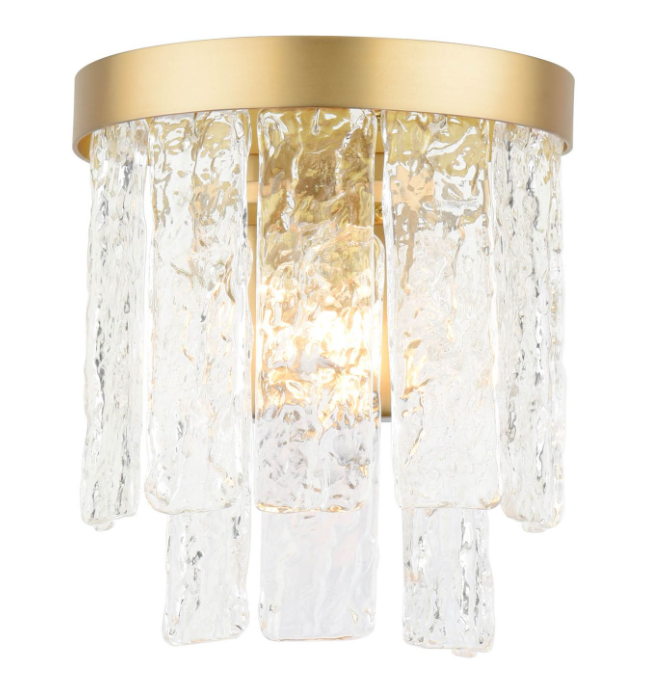 Durnsford Wall Light Matt Antique Brass and Textured Glass