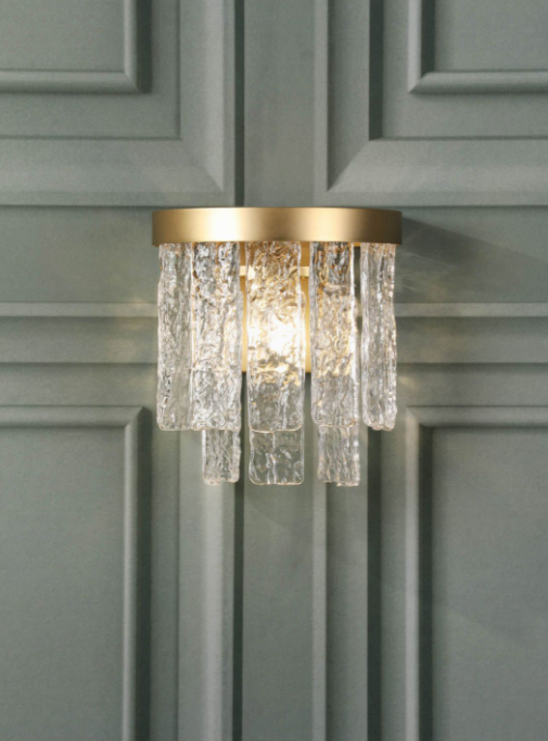 Durnsford Wall Light Matt Antique Brass and Textured Glass