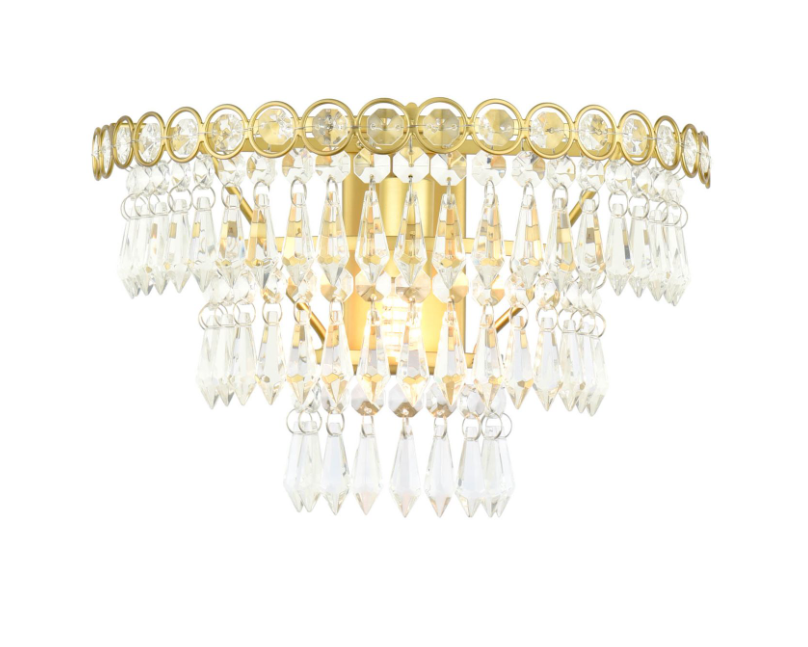 Enid Wall Light Faceted Glass and Matt Antique Brass