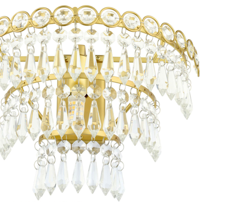 Enid Wall Light Faceted Glass and Matt Antique Brass