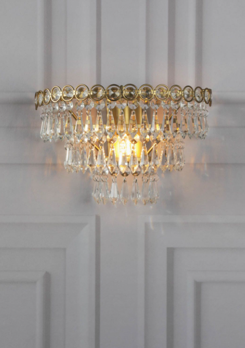 Enid Wall Light Faceted Glass and Matt Antique Brass