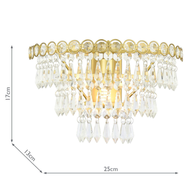 Enid Wall Light Faceted Glass and Matt Antique Brass