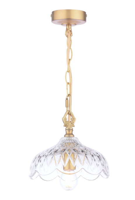 Eversden Pendant Antique Brass and Textured Glass