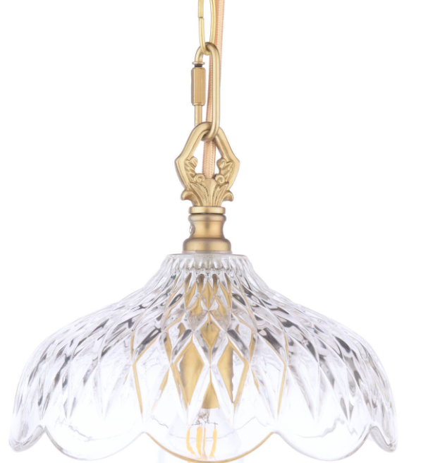 Eversden Pendant Antique Brass and Textured Glass