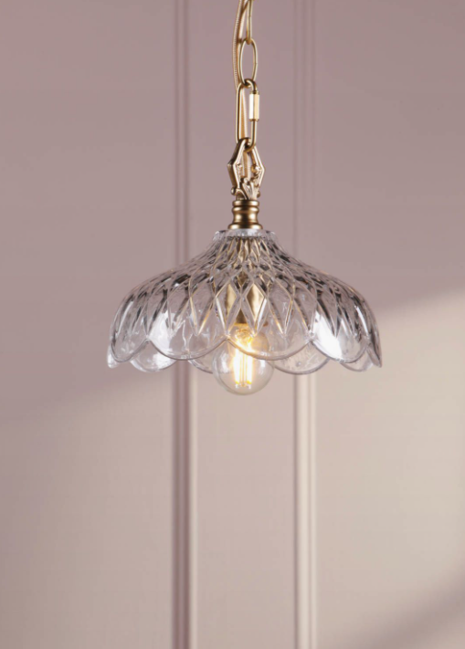 Eversden Pendant Antique Brass and Textured Glass