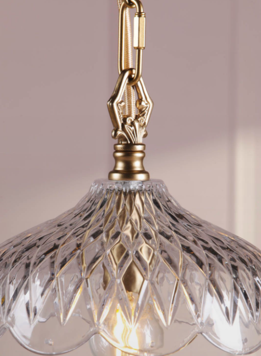 Eversden Pendant Antique Brass and Textured Glass