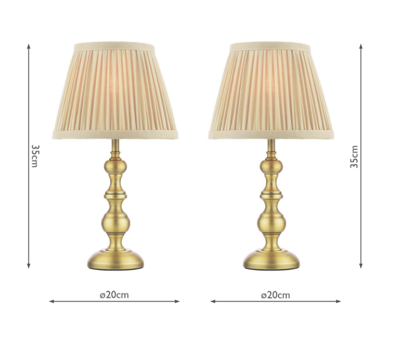 Ezra Twin Pack Table Lamp Matt Antique Brass With Shade