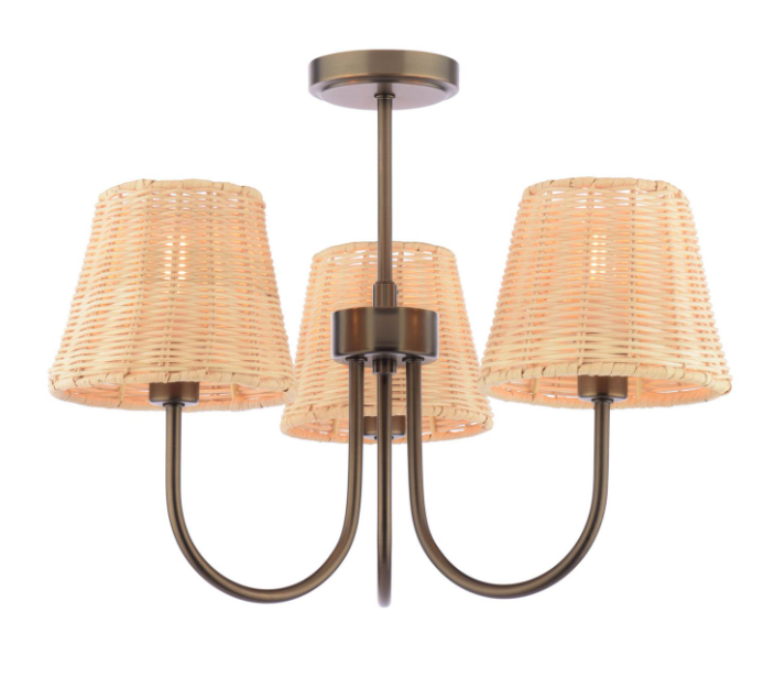 Hasfield 3/5 Light Semi-Flush Satin Bronze With Shade