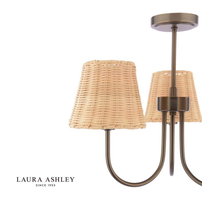 Hasfield 3/5 Light Semi-Flush Satin Bronze With Shade
