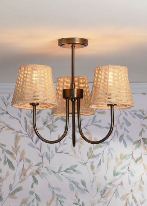 Hasfield 3/5 Light Semi-Flush Satin Bronze With Shade