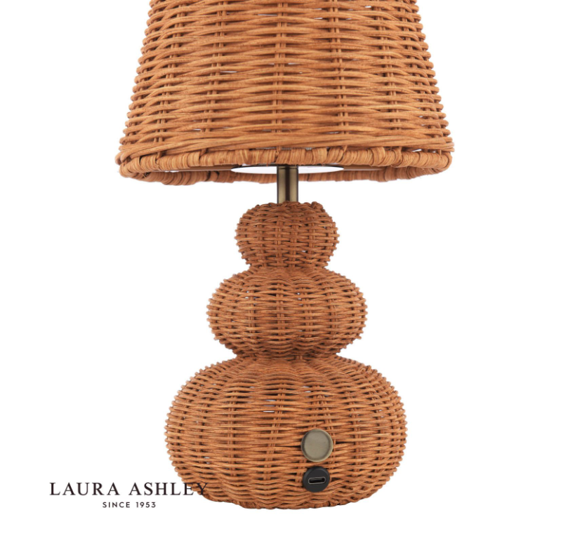 Hasfield Rechargeable Table Lamp Natural Rattan With Shade LED