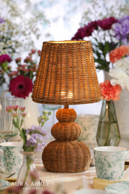 Hasfield Rechargeable Table Lamp Natural Rattan With Shade LED
