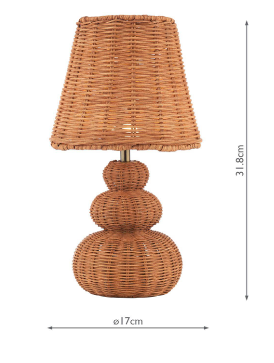 Hasfield Rechargeable Table Lamp Natural Rattan With Shade LED