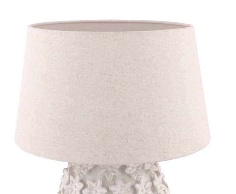 Ingham Table Lamp White Ceramic and Brushed Silver With Shade