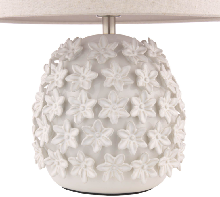 Ingham Table Lamp White Ceramic and Brushed Silver With Shade