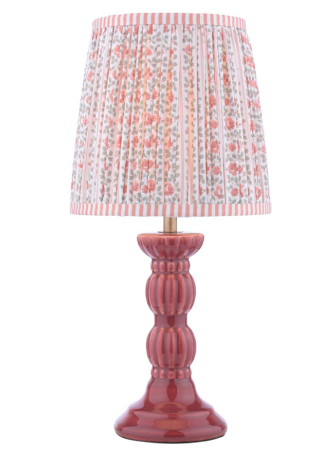 Kelbrook Table Lamp Red Ceramic and Matt Antique Brass With Shade