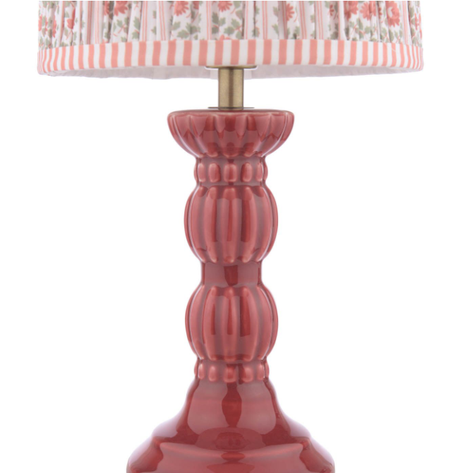 Kelbrook Table Lamp Red Ceramic and Matt Antique Brass With Shade