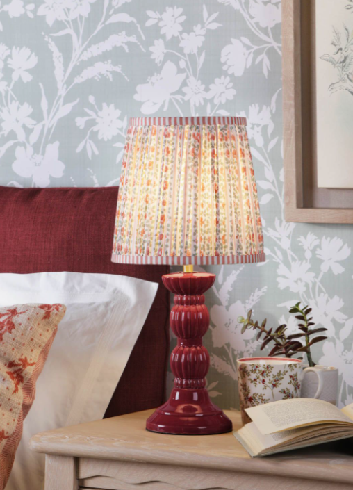 Kelbrook Table Lamp Red Ceramic and Matt Antique Brass With Shade