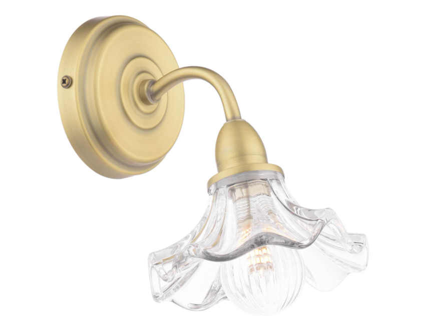 Kerswell Wall Light Matt Antique Brass and Glass