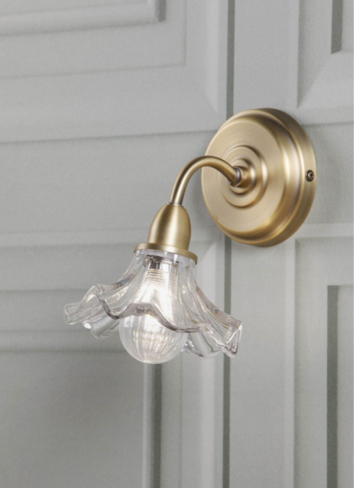 Kerswell Wall Light Matt Antique Brass and Glass