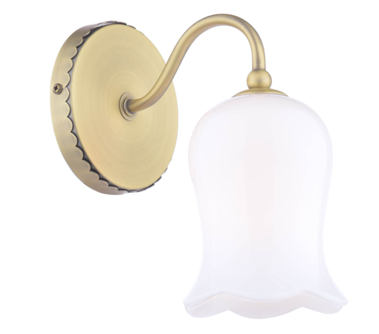 Lidsell Wall Light Matt Antique Brass and Opal Glass