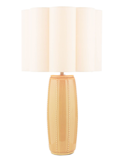 Littleton Table Lamp Yellow Ceramic and Antique Brass With Shade