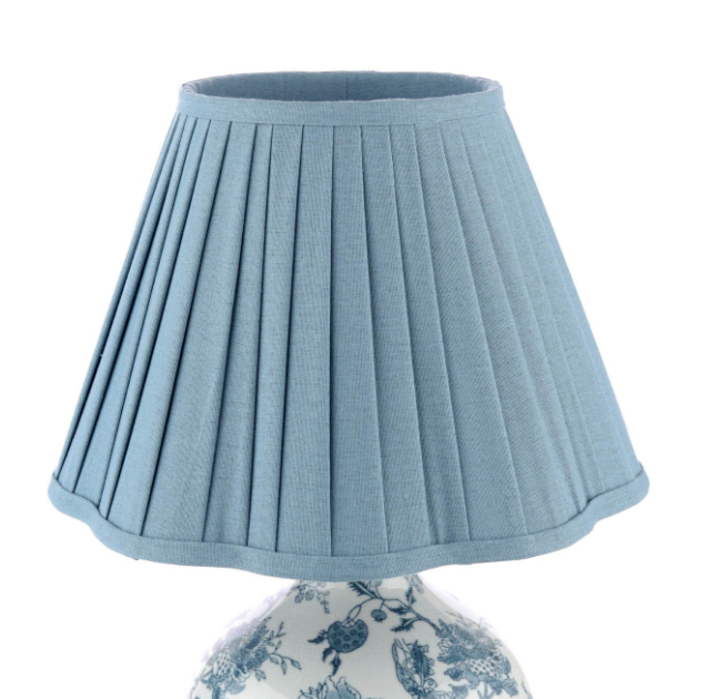 Maltby Table Lamp Blue Ceramic and Antique Brass With Shade