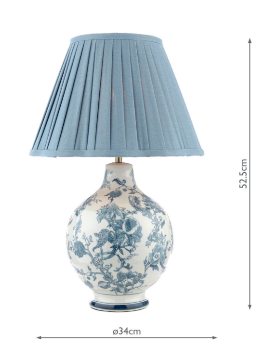 Maltby Table Lamp Blue Ceramic and Antique Brass With Shade