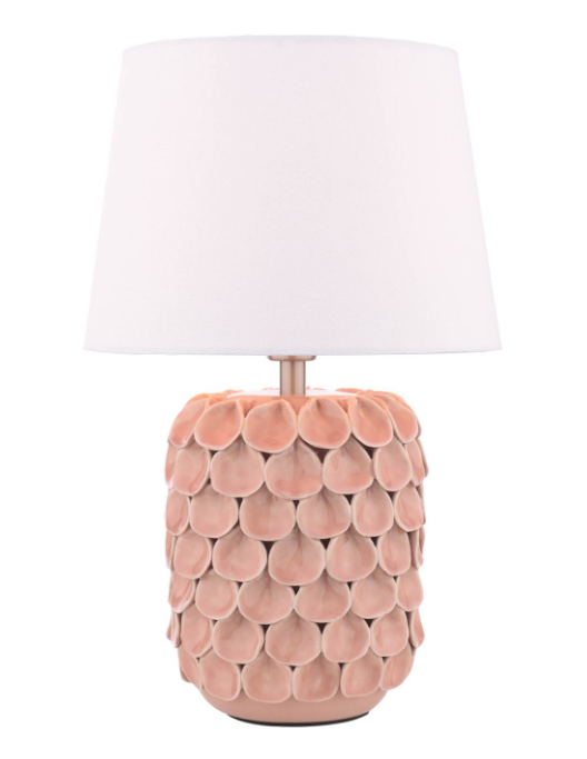 Marwick Table Lamp Pink Ceramic and Brushed Silver With Shade