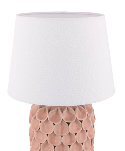 Marwick Table Lamp Pink Ceramic and Brushed Silver With Shade