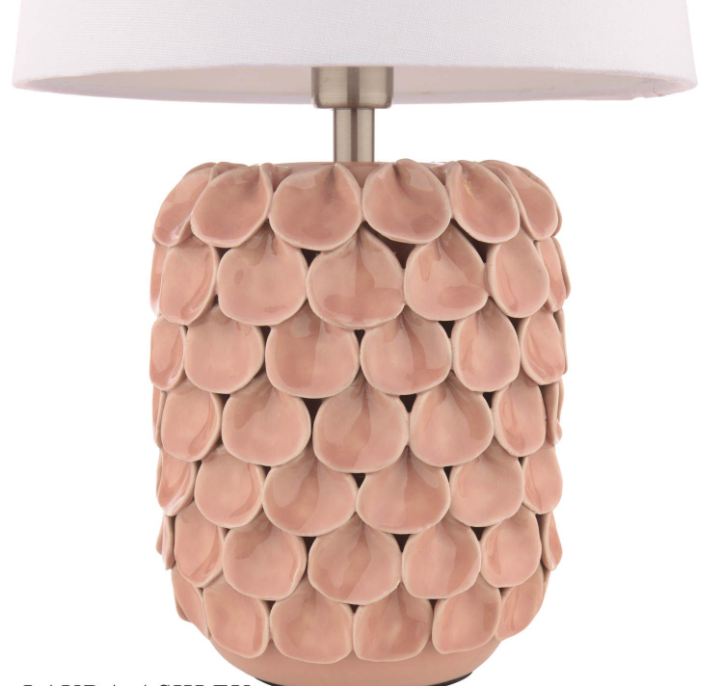 Marwick Table Lamp Pink Ceramic and Brushed Silver With Shade