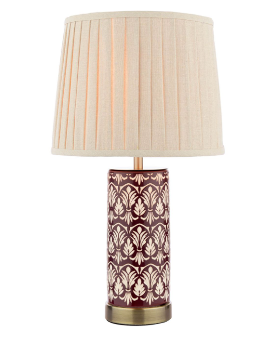 Medlock Table Lamp Purple Ceramic and Antique Brass With Shade