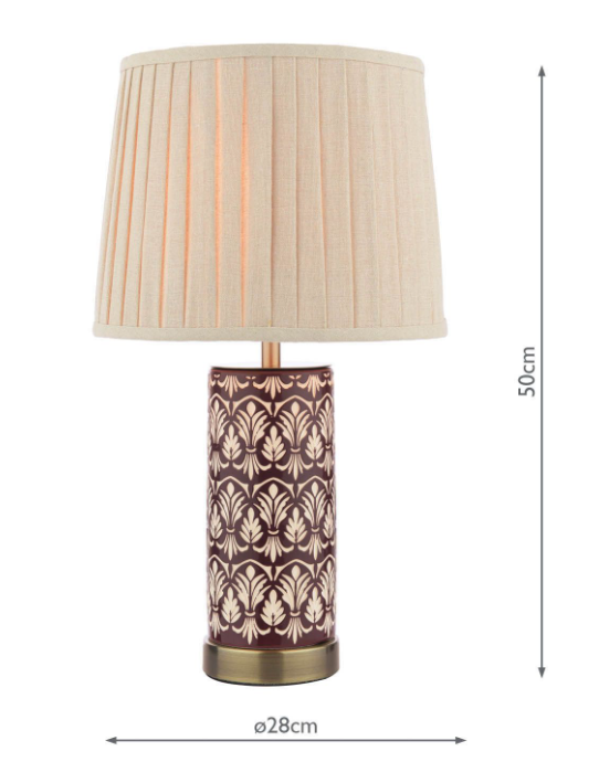 Medlock Table Lamp Purple Ceramic and Antique Brass With Shade
