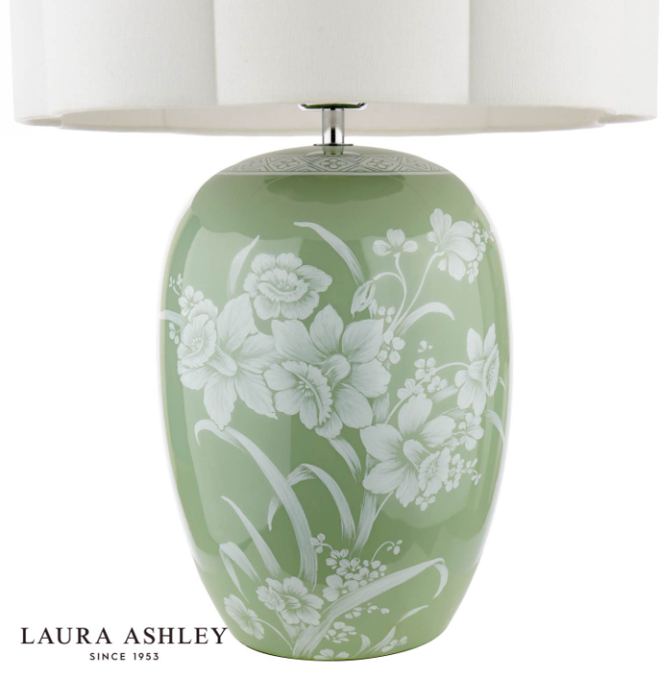 Pashley Table Lamp Green Ceramic and Polished Chrome With Shade