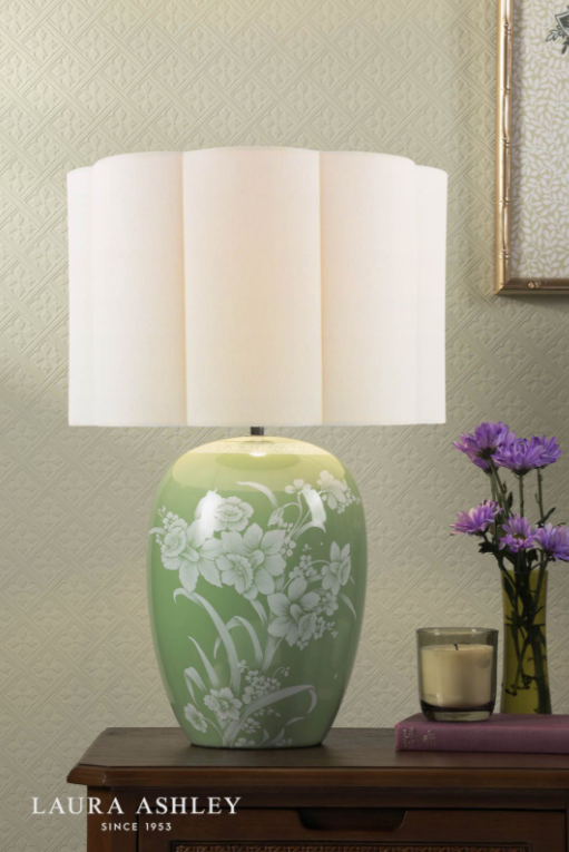 Pashley Table Lamp Green Ceramic and Polished Chrome With Shade