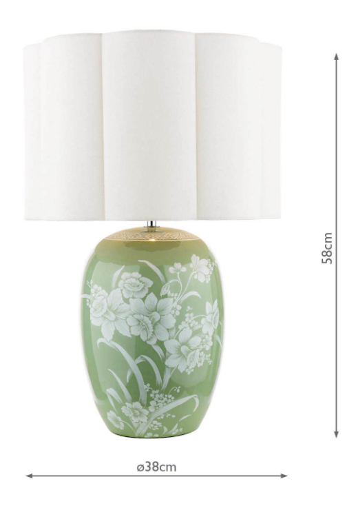 Pashley Table Lamp Green Ceramic and Polished Chrome With Shade