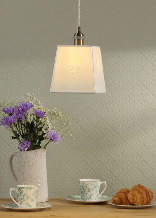 Porcelain Pendant Cream and Antique Brass - Various Styles