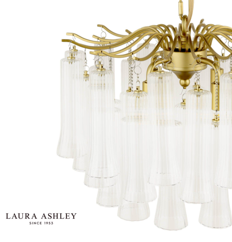 Penlee 4 Light Pendant Matt Antique Brass and Ribbed Glass