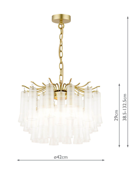 Penlee 4 Light Pendant Matt Antique Brass and Ribbed Glass