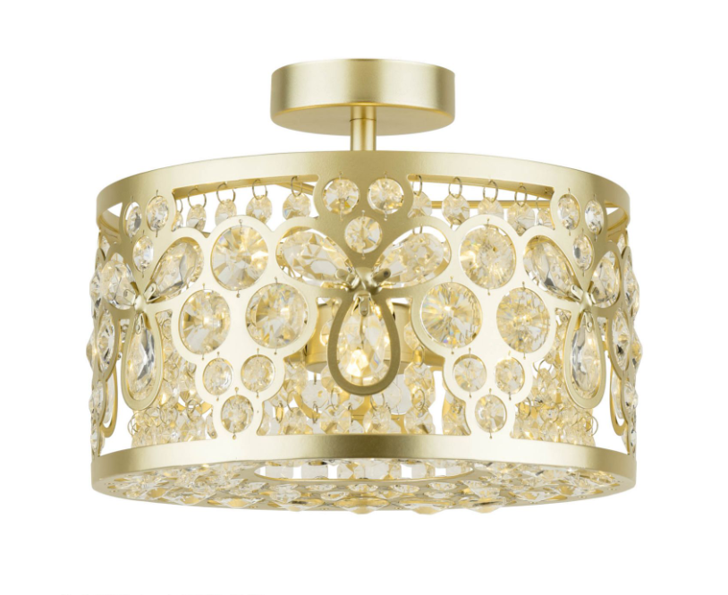 Tilbrook 3/4 Light Flush Matt Champagne and Crystal