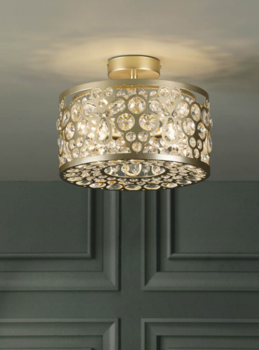 Tilbrook 3/4 Light Flush Matt Champagne and Crystal